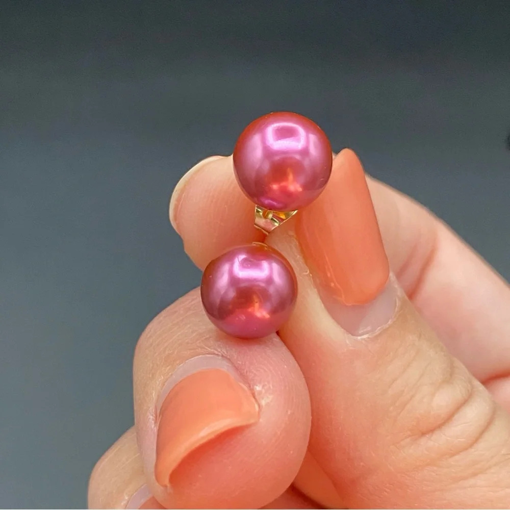 Hot Pink Fuschia Faux Pearl Studs